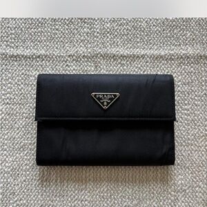Prada Black Wallet with Silver Logo